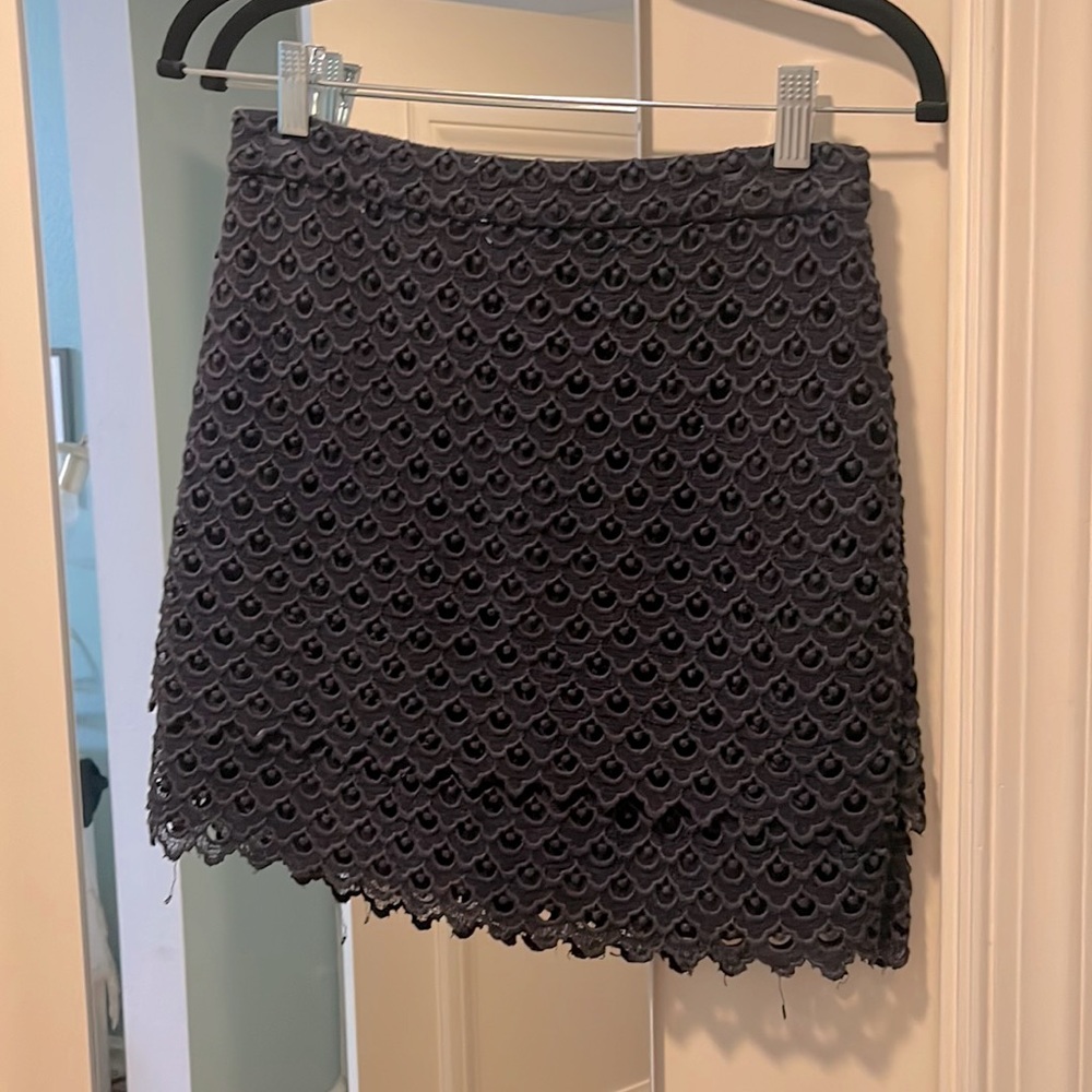 Club Monaco Navy Scallop Lace Mini Skirt